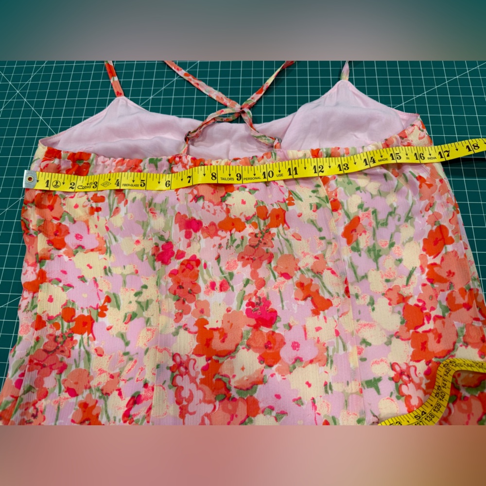 Abercrombie & Fitch Pink Floral Mini Dress Size M Flowy Ruffle Hem Strappy - Picture 6 of 8